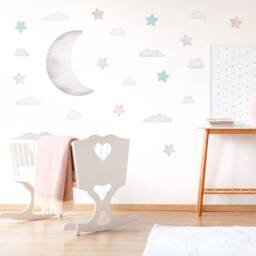 Arctic Night Sky Wall Decal Bundle Moon, Stars, Clouds