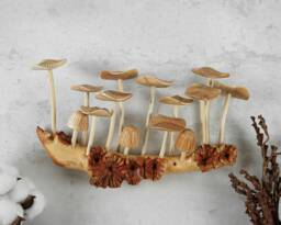 Wooden Mushroom Wall Art, Hanging Ornament, Handicraft, Sculpture, Fungi Figurine, Wood Carving, Decor, Aesthetic Room Mom Gift - thumbnail 1
