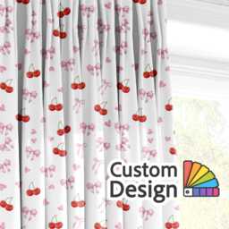 Pink Cherry Bow Eyelet Blackout Curtains Cute Window Drapes Coquette Fruit Pattern Curtain Panels Thermal Darkening - thumbnail 3