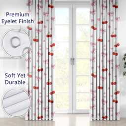 Pink Cherry Bow Eyelet Blackout Curtains Cute Window Drapes Coquette Fruit Pattern Curtain Panels Thermal Darkening - thumbnail 4