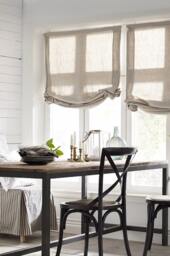 Custom European Relaxed Faux Linen Roman Shade, Sheer Window Treatment - thumbnail 1