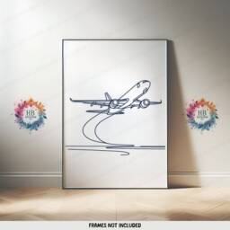 Minimal Airplane Print Set - 3 Navy Posters - Boys Bedroom Artwork Plane Wall Art Nursery Line Drawing Design Kids Gifts Decor - thumbnail 3