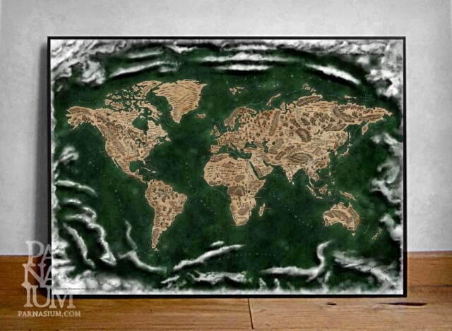 Fantasy World Map - Vintage-Inspired Medieval Cartography Antique Adventure Wall Art - image 1