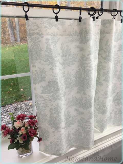Toile Valance. Toile Curtains. Snowy Blue Kitchen Valance Tier Curtains Bathroom Window Farmhouse Curtain