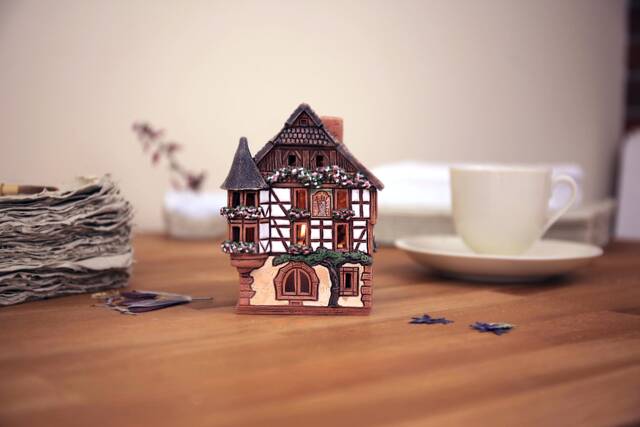 Handcrafted Ceramic Tealight Holder - Miniature Replica Of The House in Kaysersberg - image 1