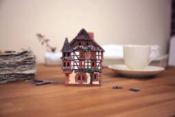 Handcrafted Ceramic Tealight Holder - Miniature Replica Of The House in Kaysersberg - thumbnail 1