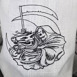 Halloween Lantern Light Bag Vase Cover Grim Reaper Embroidered Linen Lace - thumbnail 3