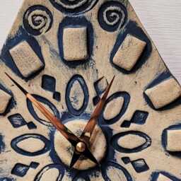 Hand Made Triangular Blue Matt & Natural Ceramic Wall Clock Quartz Movement 23 cm 9 - thumbnail 3