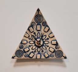 Hand Made Triangular Blue Matt & Natural Ceramic Wall Clock Quartz Movement 23 cm 9 - thumbnail 1