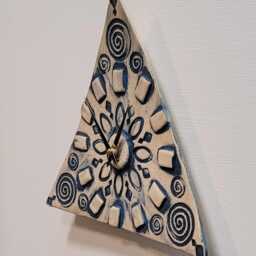 Hand Made Triangular Blue Matt & Natural Ceramic Wall Clock Quartz Movement 23 cm 9 - thumbnail 2