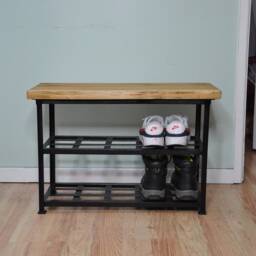 Bespoke Shoe Rack, Hallway Seat, Storage, Yew Wood, Waney Edge Wood, Bench, Handmade, Unique Hall Tidy, Unique, Seat - thumbnail 2