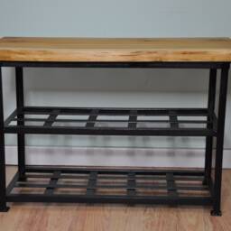 Bespoke Shoe Rack, Hallway Seat, Storage, Yew Wood, Waney Edge Wood, Bench, Handmade, Unique Hall Tidy, Unique, Seat - thumbnail 4