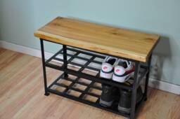 Bespoke Shoe Rack, Hallway Seat, Storage, Yew Wood, Waney Edge Wood, Bench, Handmade, Unique Hall Tidy, Unique, Seat