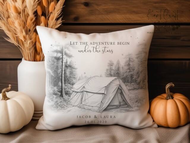 Personalised Tent Cushion, Camping Cushion Gift, Travelling Gift - image 1