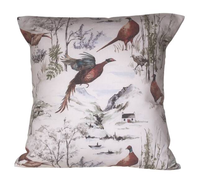 "Highland Pheasants Autumn Cushion Cover 16"" 18" - image 1