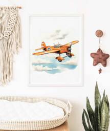 Airplane Poster, Plane Aviation Wall Art, Vehicle Prints, Boys Room Kids Decor, Watercolor Art - thumbnail 1