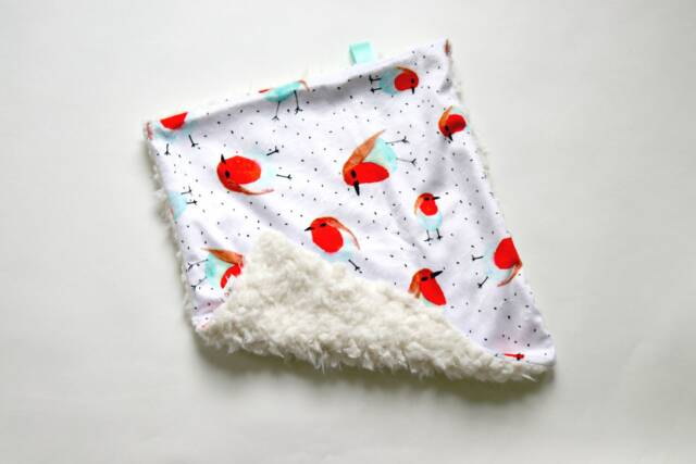 Dream Lovie. Security Blanket. Personalized Lovey. Faux Fur Robin Birds Baby Mini Blanket.minky Lovie.baby Shower Gift - image 1
