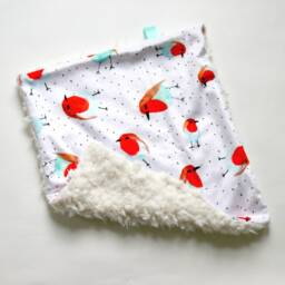 Dream Lovie. Security Blanket. Personalized Lovey. Faux Fur Robin Birds Baby Mini Blanket.minky Lovie.baby Shower Gift - thumbnail 3