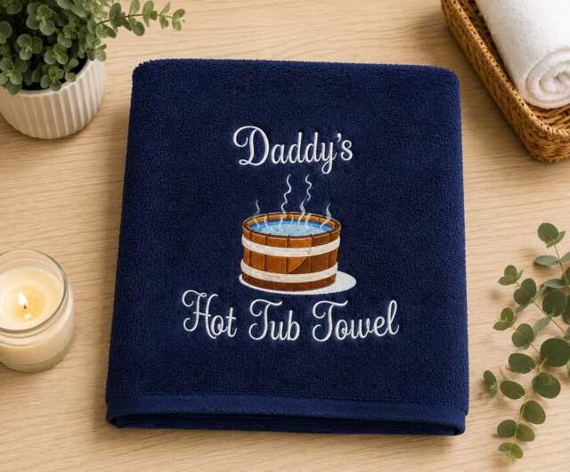 Personalised Embroidered Hot Tub Towel, Custom Name, Gift For Men - image 1