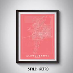 Albuquerque Nm Map Art Print Modern Travel Poster, Office Decor - thumbnail 4