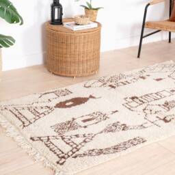 Brown Beni Ourain Rug, Moroccan Rug 3x6 Ft, Authentic Handmade Berber Carpet, Genuine Wool Rug, Area Tapis Berbere, Teppich - thumbnail 3