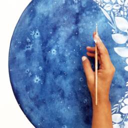 Watercolor Moon Wall Decal. Waxing Decor. Peel & Stick Reusable Sticker. Boho Blue Art. Creativeingrid - thumbnail 3