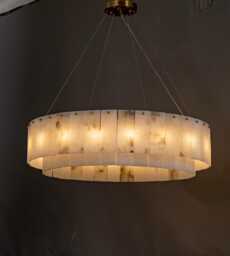 Alabaster Ring Chandelier - Solid Brass Luxury Ceiling Light - thumbnail 1