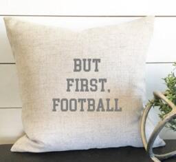 But First Football Pillow Cover Decor For Him Case American Funday Mom Coach Gift - thumbnail 1
