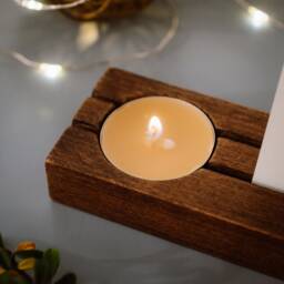 Tealight Holder Decor Stand Wooden With Test Tube Vase in Nut Wood Color - thumbnail 3