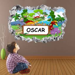 Dinosaurs Personalised Name Wall Decal Sticker Mural Poster Print Art Kids Bedroom Decor Kp3 - thumbnail 1