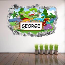 Dinosaurs Personalised Name Wall Decal Sticker Mural Poster Print Art Kids Bedroom Decor Kp3 - thumbnail 3