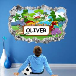 Dinosaurs Personalised Name Wall Decal Sticker Mural Poster Print Art Kids Bedroom Decor Kp3 - thumbnail 2