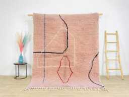 Pink Diamond Moroccan Shag Rug, Hand Tufted Tribal Carpet, Boho Berber Wool Area Custom Size - thumbnail 1