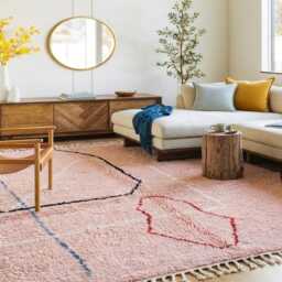 Pink Diamond Moroccan Shag Rug, Hand Tufted Tribal Carpet, Boho Berber Wool Area Custom Size - thumbnail 3
