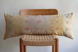 Handwoven Silk Lumbar Pillow - Natural Dyed Ikat Textile, One-Of-A-Kind Artisan Cushion From Northeast Siam 14x36 - thumbnail 1