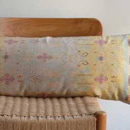 Handwoven Silk Lumbar Pillow - Natural Dyed Ikat Textile, One-Of-A-Kind Artisan Cushion From Northeast Siam 14x36 - thumbnail 3