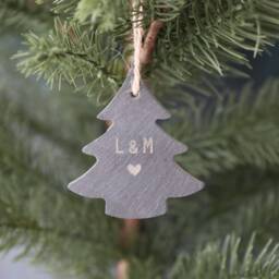 Personalised Slate Christmas Tree Ornament Engraved Initial Gift Tag - thumbnail 3
