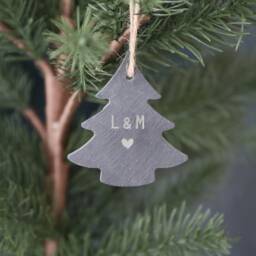 Personalised Slate Christmas Tree Ornament Engraved Initial Gift Tag - thumbnail 4