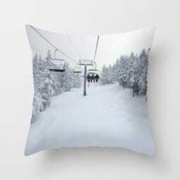 Skiing Pillow Or Cover Chair Lift, Home Decoration, Winter Decor, White Grey Pillow, Snow Ski Decor - thumbnail 2