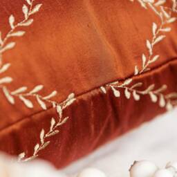 Cinnamon Copper Throw Pillow Cover, Light Tan Silk Embroidered Decorative Cushion Covers, Modern Boho Pillows, High End Designer Pillowcase - thumbnail 3