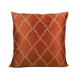 Cinnamon Copper Throw Pillow Cover, Light Tan Silk Embroidered Decorative Cushion Covers, Modern Boho Pillows, High End Designer Pillowcase