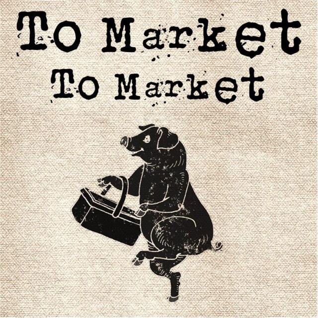 To Market Pig Digital Image Transfer For Burlap Pillows Shabby Grungy Scrapbooking