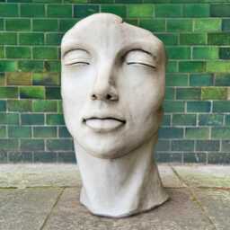 Modern Face Statue Concrete Head Figurine Stone Sculpture Outdoor Ornament Garden Decoration Front Door Art Face Lover Gift - thumbnail 1