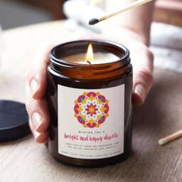 Personalised Diwali Candle Gift Rangoli Design, Scented Soy Wax - thumbnail 1