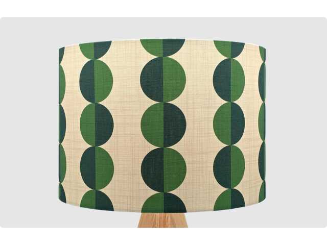 Green Circles Cream Lampshade, Table Floor Lamp/Ceiling Pendant Small Medium Large 15cm 20cm 25cm 30cm 35cm 40cm Drum Light Shade - image 1