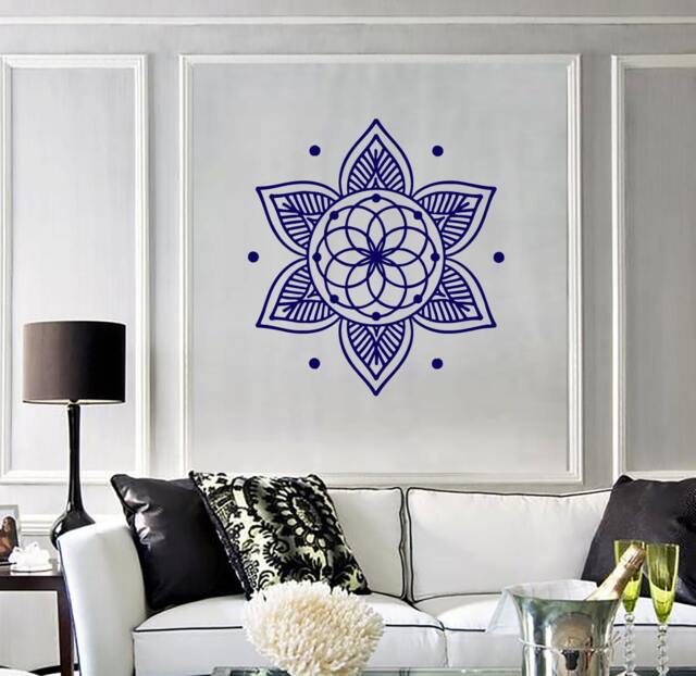 Wall Vinyl Decal Mandala Lotus Flower Symbol Of Universe Cosmos Religious Spiritual Modern Home Decor - #1257Di - image 1
