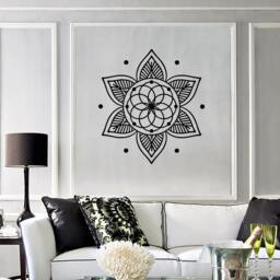 Wall Vinyl Decal Mandala Lotus Flower Symbol Of Universe Cosmos Religious Spiritual Modern Home Decor - #1257Di - thumbnail 2