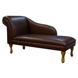 Handmade Chestnut Faux Leather Chaise Longue