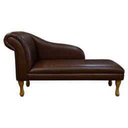 Handmade Chestnut Faux Leather Chaise Longue - thumbnail 2