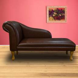 Handmade Chestnut Faux Leather Chaise Longue - thumbnail 3